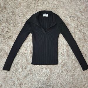 Old Navy Ribbed Crop‎ Polo Sweater Black Women's Size Small